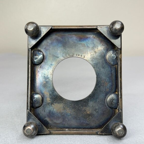 1961 Vintage Teapot Meriden B. Company Arts and Crafts With Warmer Stand Decor - Picture 12 of 16